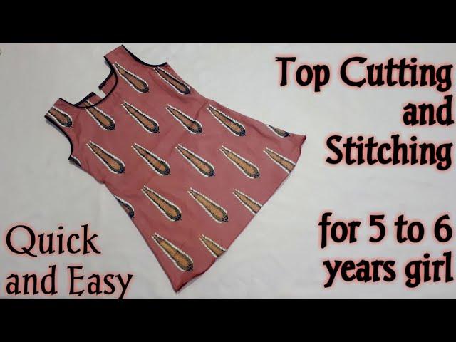 Top cutting and stitching for 5 to 6 years old girl // Simple, quick and easy top stitching