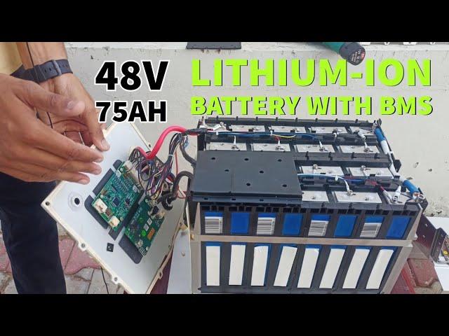 Lithium-ion Battery With BMS | Exicom 48V 75Ah 16 Li- Ion cells  3V each, IP65 Water Resistant