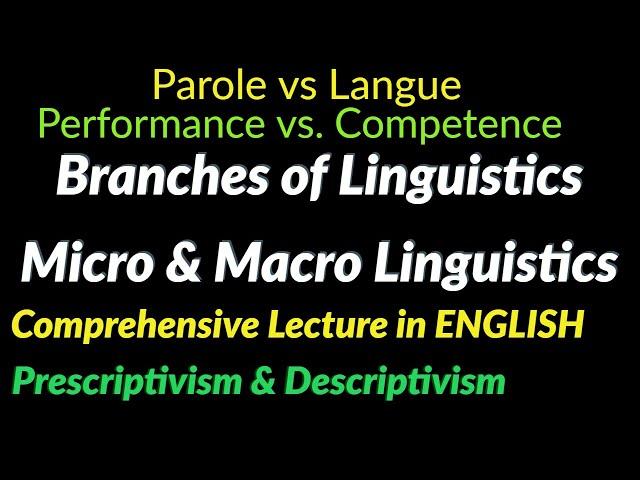 Linguistics Core Areas | Branches | Macro and Microlinguistics | Descriptivism | Prescriptivism