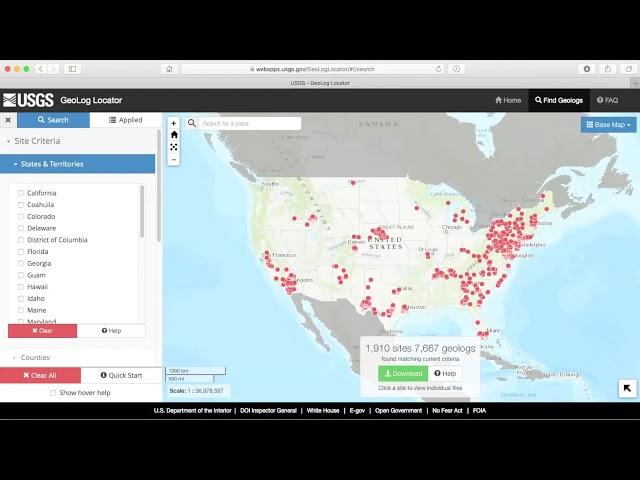 Welcome to the USGS GeoLog Locator