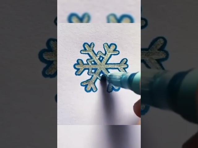 How to draw Snowflake easy ️ #shorts #videoshort #art #AjwaWajad