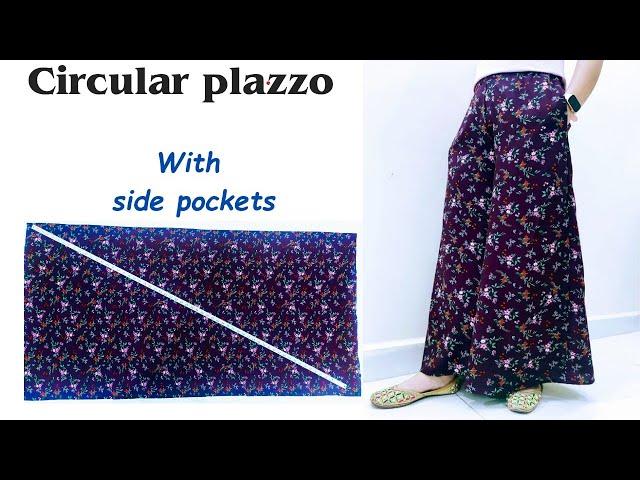 Culottes Pants/ Plazzo Skirt Pants tutorial with pockets cutting and stitching / fab stitch #fashion