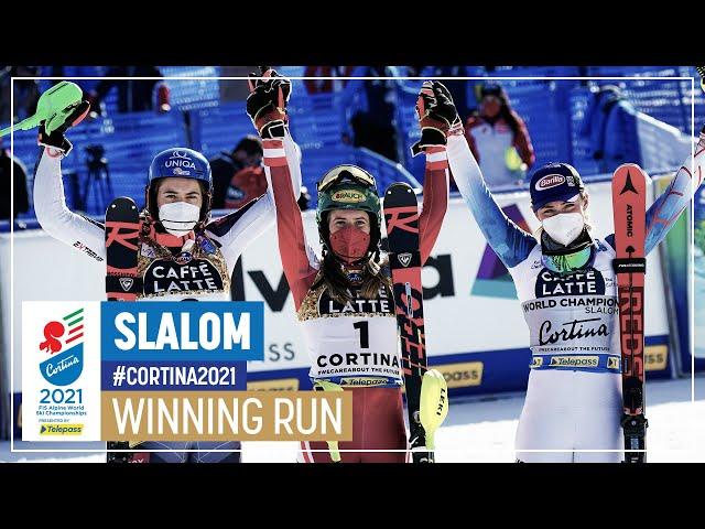 Katharina Liensberger | Gold | Women's Slalom | 2021 FIS World Alpine Ski Championships