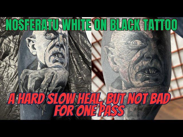 Healed White and Black on Black leg tattoo, and the importance of being open minded  #ink #inked