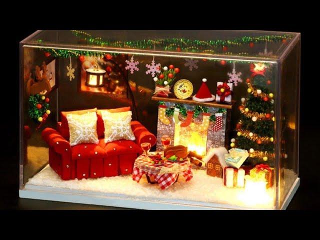 Christmas Dollhouse DIY Doll House Kit Christmas Night Miniature Christmas Diorama Christmas Decor