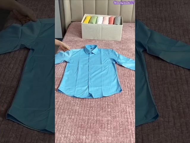 Fold Shirts Like a Pro: Save Space Instantly! #shorts #clothstorage #fashion #clothfolding