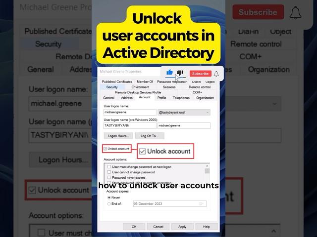 Unlock User Accounts in Active Directory