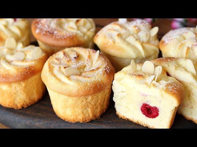 Delicate cupcakes with a curd cap. Recipe for delicious cupcakes.