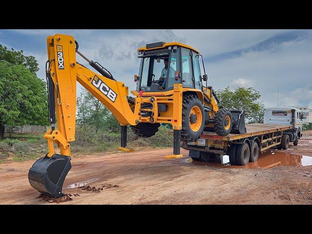 Our Brand New JCB 3DX Super 4x4 Unloading from Truck in Jcb Showroom 2024