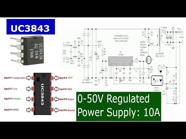 UC3843 Switching Mode Power Supply (SMPS) 0-50Volts 10Amps!