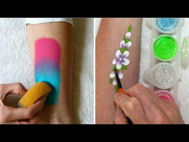 Learn how to use face paints, sponges & glitter - Face Painting Made Easy PART 2