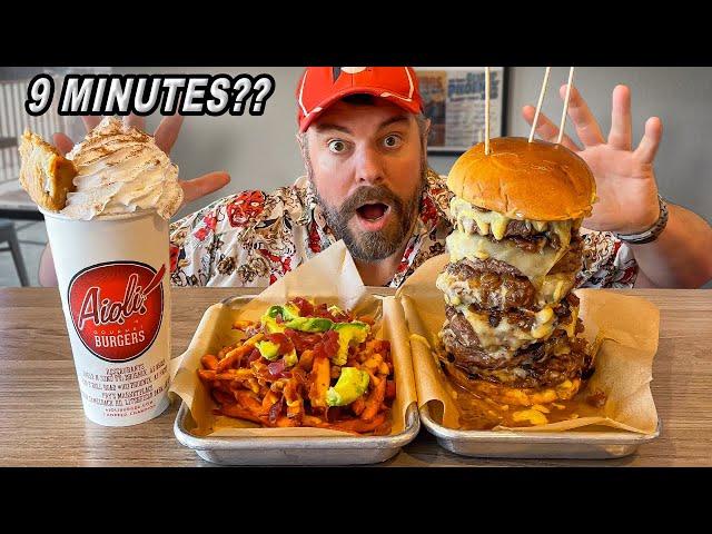 15 Minutes To Break Aioli's "Triple Threat" Burger Challenge Patty Record in Phoenix!!