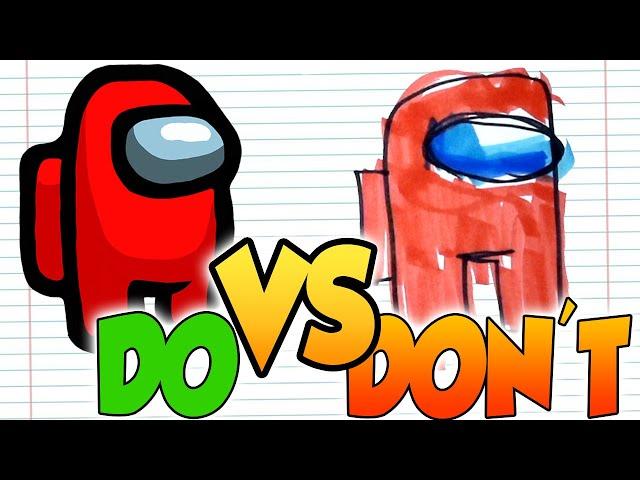 DOs & DON'Ts Drawing AMONG US crewmates In 1 Minute CHALLENGE!