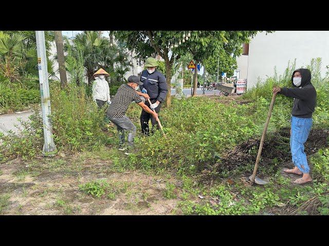 The strange man made it difficult for us to clear the dense grass in the neighborhood