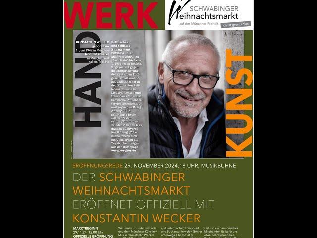 Konstantin Weckers Eröffnungsrede am Schwabinger Weihnachtsmarkt 2024