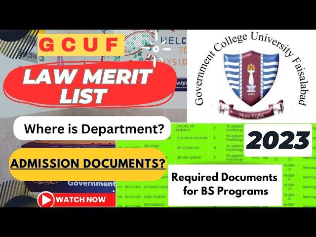 GCUF Law Department List | Admission Documents for GCUF| Location?