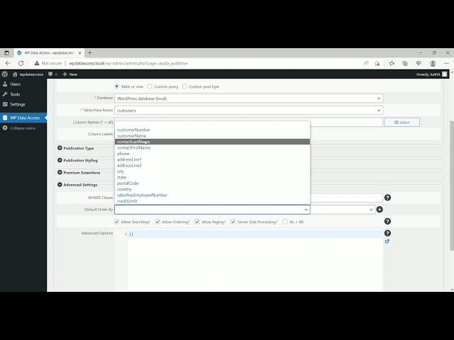 WP Data Access - Sorting data tables