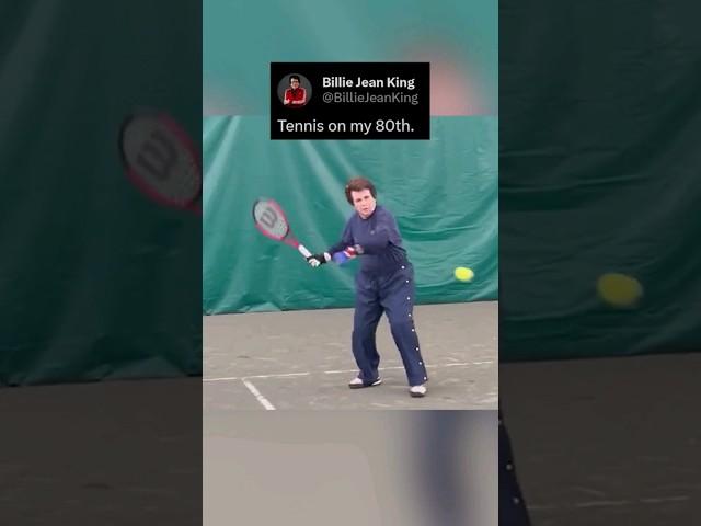 Tennis Legend Billie Jean King (12 Grand Slams in single) playing tennis on her 80th birthday.