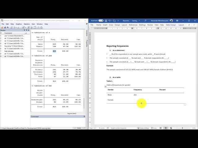 STATA for beginners course: Stats basics, creating variables, data entry, descriptive stats