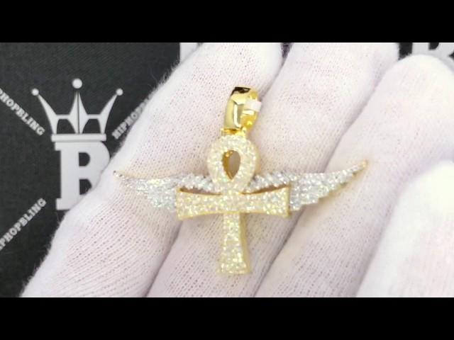 Ankh Cross with Wings CZ Hip Hop Bling Bling Pendant | Custom Iced Out Jewelry K22574