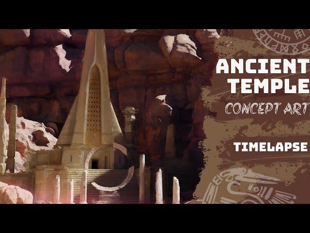 Ancient temple concept art work process timelapse (Blender + Photoshop)