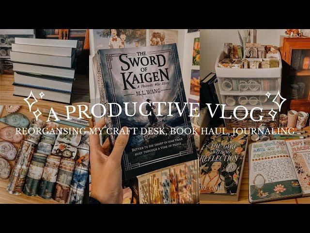 a productive vlog  stationery haul, desk re-organisation, a book haul, and journaling 