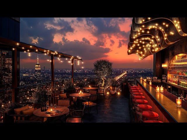 Rooftop Lounge ~ Smooth Exquisite Jazz Saxophone ~ Soothing Background Music in Cozy Bar Ambience