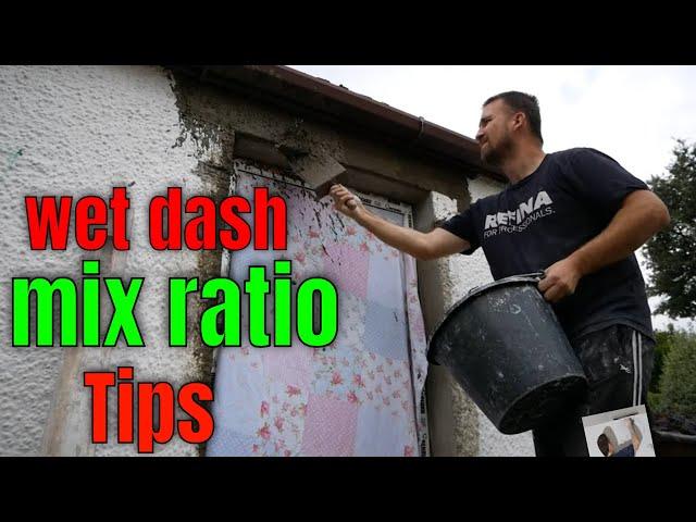 How To Patch Wet Dash Pebble Dash Render and MIX RATIO cement  (roughcast)