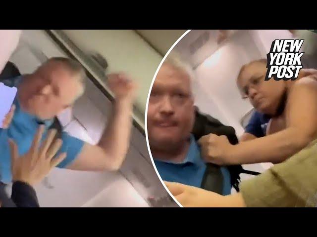 Shocking moment angry passenger repeatedly punches United flight attendant | New York Post