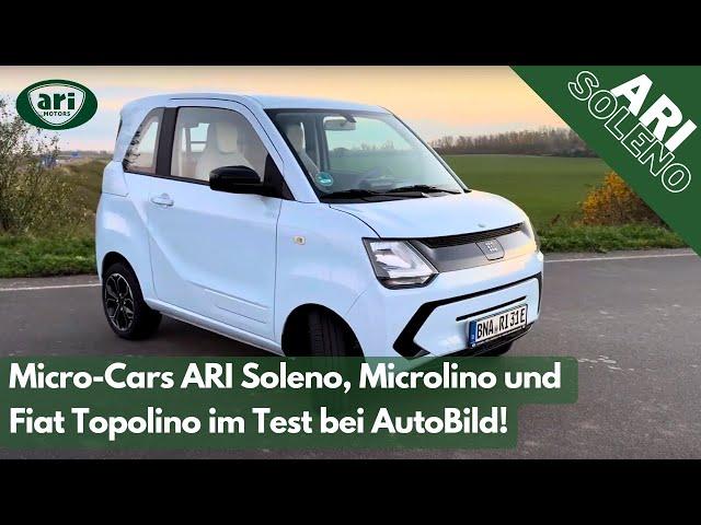 Leichtfahrzeuge im AutoBild Test: Wie schlägt sich der ARI Soleno gegen Fiat Topolino und Microlino?