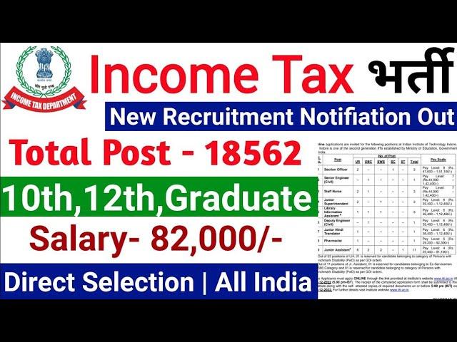 Income Tax New Vacancy 2025 | Government Jobs January 2025 |