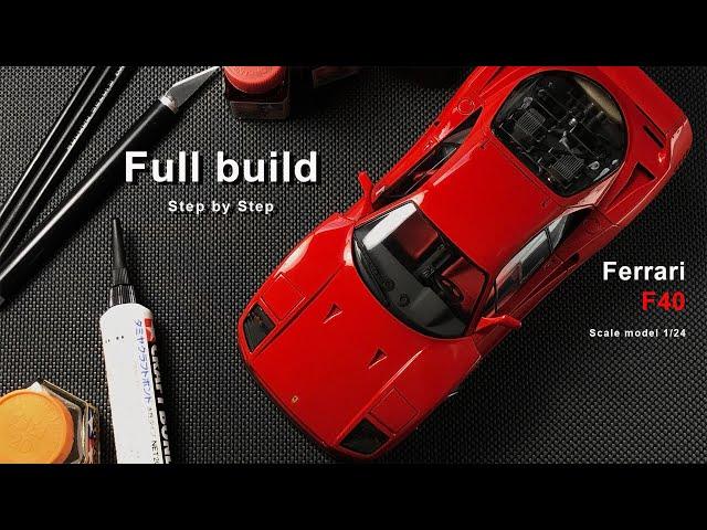 Ferrari F40 | Full build Step by step | Scale model | Tamiya | 1/24 | ASMR