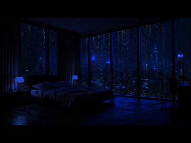 Cozy Bedroom with a Night View, Heavy Rain on Window, Helping You Drift into Sleep ️ Rainy Night