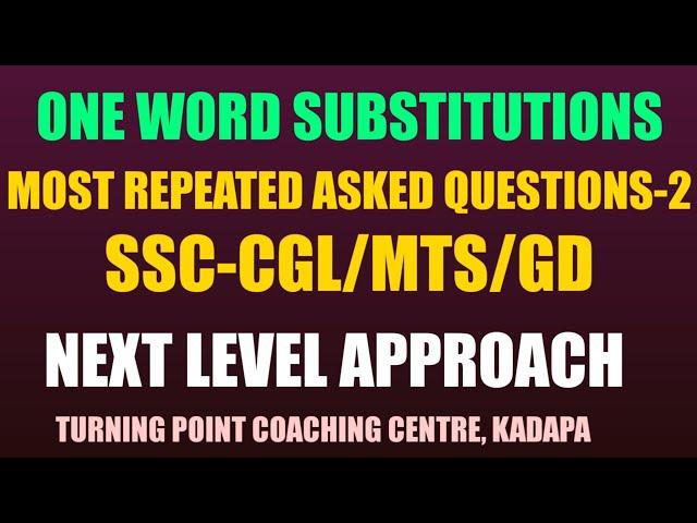 ONE WORD SUBSTITUTIONS | Most repeated questions | SSC CGL | SSC MTS | SSC GD