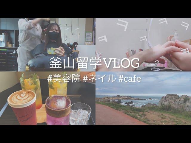 【韓国留学VLOG】 釜山留学ついに始まった夏休みㅣ美容院ㅣネイルㅣcafe