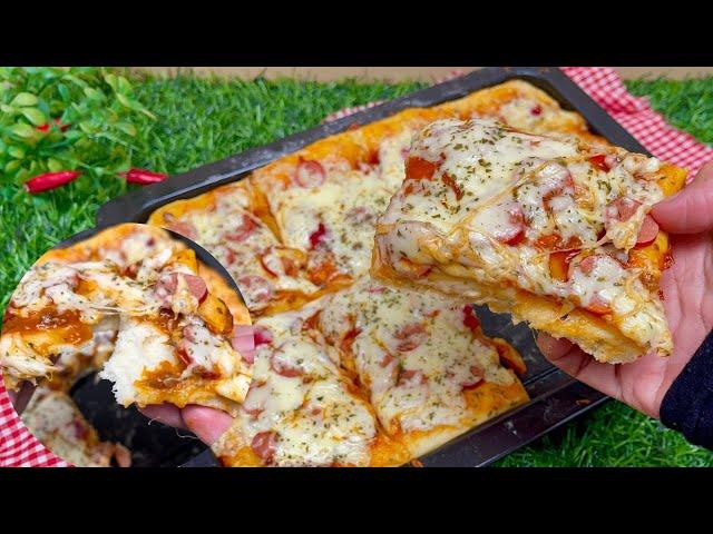 Resep pizza empuk tanpa telur & mixer hasilnya lembut banget!