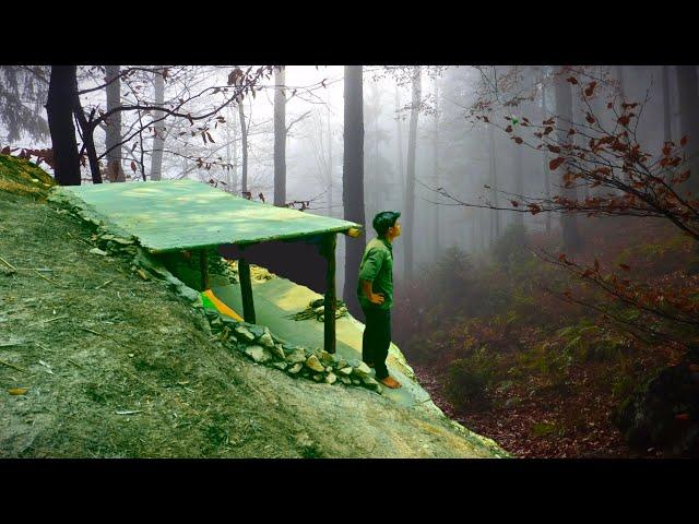 SOLO CAMPING SURVIVAL IN THE FOREST, SHELTER ON THE EDGE OF THE CLIFF, DELICIOUS CUISINE & BEAUTIFUL