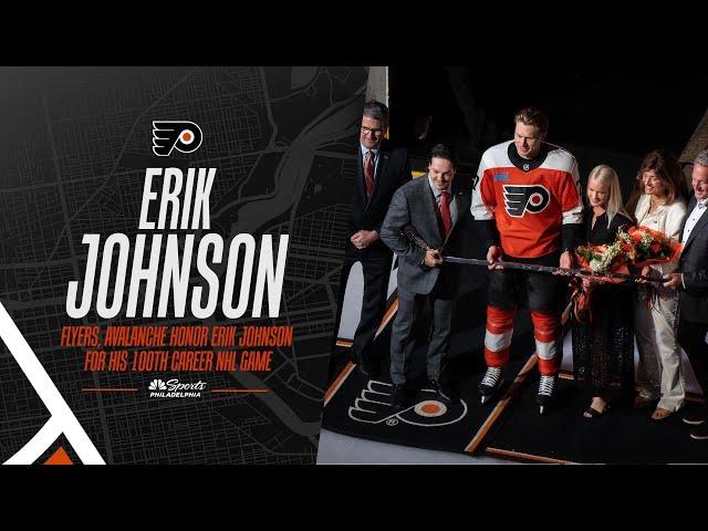 Flyers, Avalanche honor Erik Johnson for his 1000th career NHL game