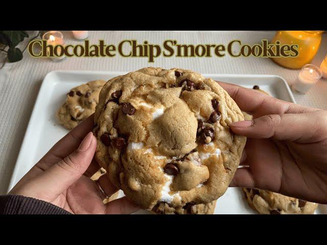 Fluffy Chocolate Chip S'more Cookies  Bake With Me