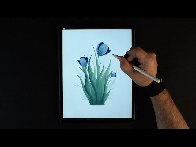 Blue Flowers - Procreate Drawing Tutorial