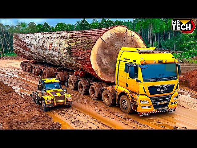 Extreme Dangerous Monster Logging Wood Truck Driving Skills | Powerful Machines And Heavy Machinery