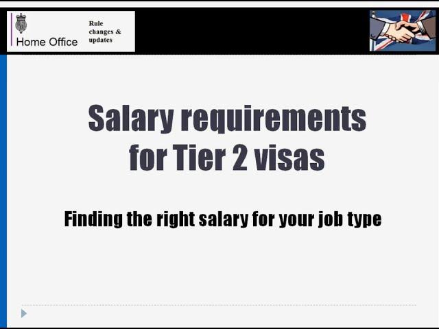 Salary requirements for Tier 2 Visas explained - the codes of practice