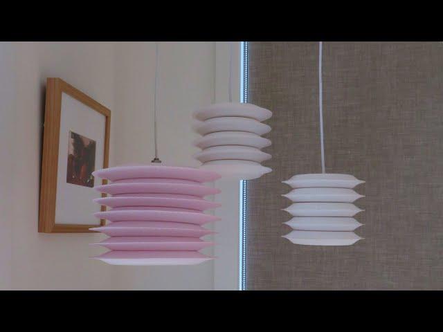 Modern pendant lamp made from paper plates - best of waste DIY (EzyCraft)