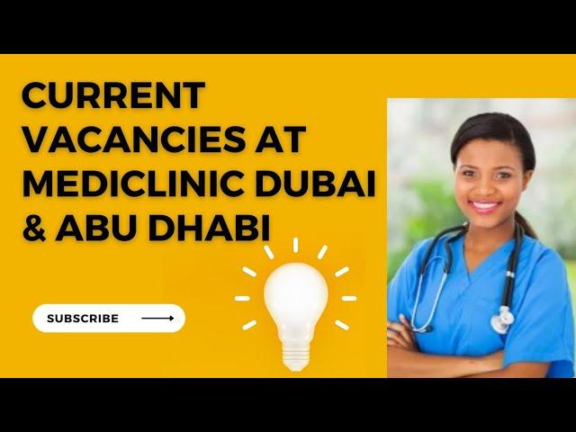 New healthcare vacancies at Mediclinic Hospital Dubai and Abu Dhabi. Nurse, assistant nurse.