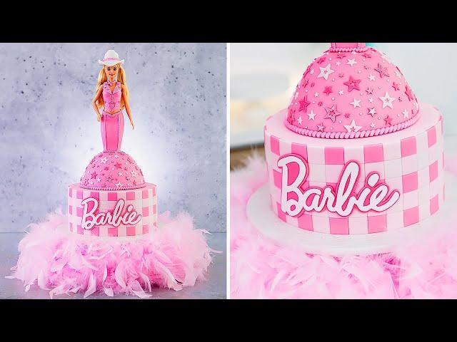 HI BARBIE!! Barbie: The Movie CAKE + Fluffy DIY Cake Stand (Super Easy)