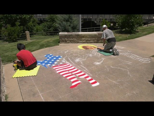 See a Chalk Artist at Work in Memorial Park in Plano