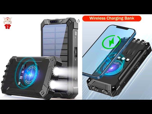 GOODaaa Solar Power Bank Wireless Charger 36000mAh 15W Fast Charging Flashlights