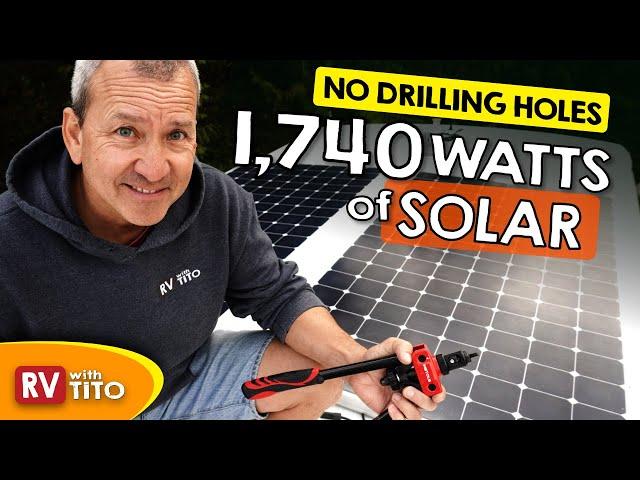 How To Mount Large Solar Panels on RV with NO DRILLING | Winnebago Class A | RVwithTito DIY