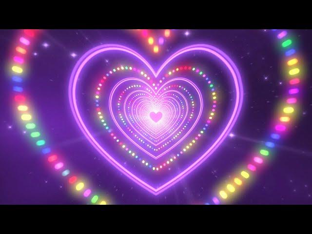 Heart Tunnel BackgroundNeon Heart Light Dots  | Heart Wallpaper Video | Animated Background Video