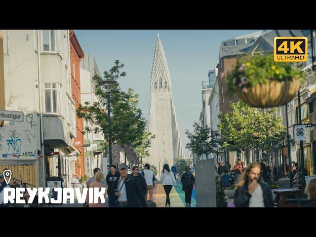 Walking in Sunny Reykjavik, Iceland ( Binaural City Sounds) 4K ASMR